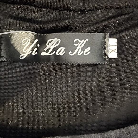 KAWAII LOLITA YI LA KE GREY FLANNEL LACE FLOWERS PEARLS TOP XL (READ) - Picture 6 of 9